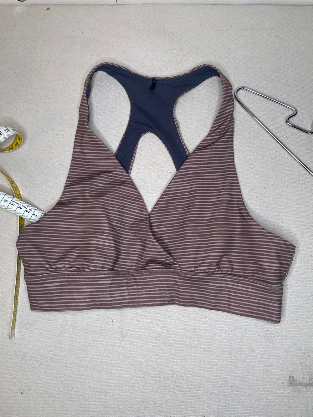 Striped Racerback Bralette - Brown